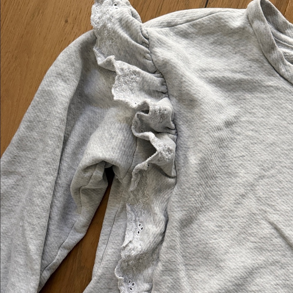 LOFT Gray Ruffle Sweatshirt - Picture 2 of 4